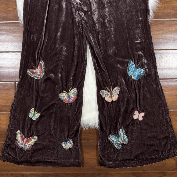 Johnny Was Women's Size XS Brown Butterfly Velvet Luciana Seamed Wide Leg‎ Pants - Picture 10 of 12